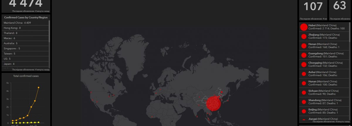 Ta strona umożliwia śledzenie globalnego rozprzestrzeniania się chińskiego koronawirusa w czasie rzeczywistym. 