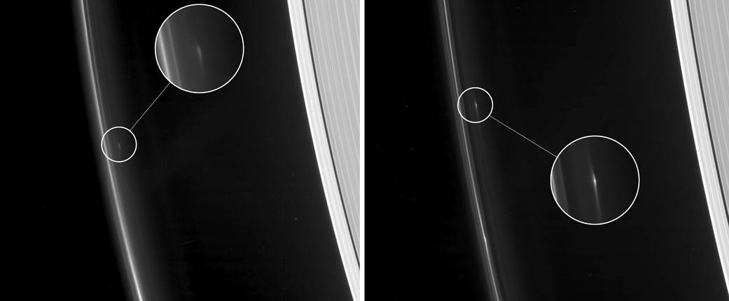 Sonda Cassini wykrywa ciała kosmiczne w pierścieniu F. Saturna 