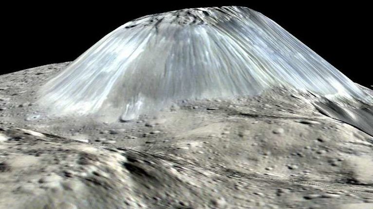 Naukowcy odkryli tajemnicę Akhun Mons - jedynego kriowulkanu na Ceres 